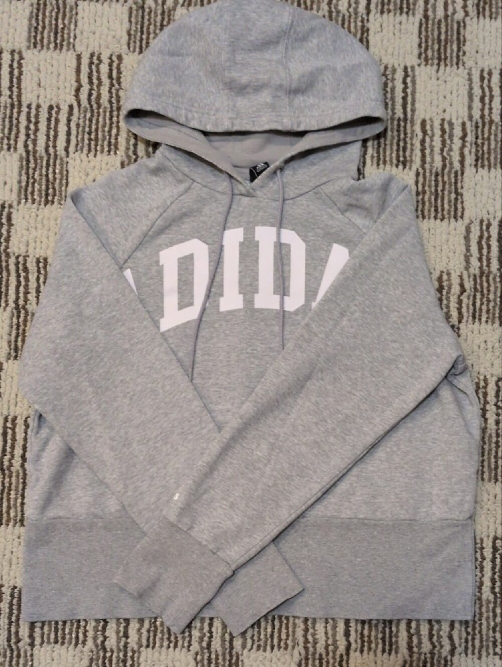 adidas Grey Cropped Pullover Hoodie with White Logo - Picture 9 of 9